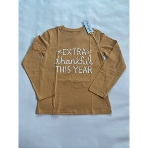 CAT & JACK Boys Extra Thankful This Year Mustard Yellow T-shirt  M 8-10